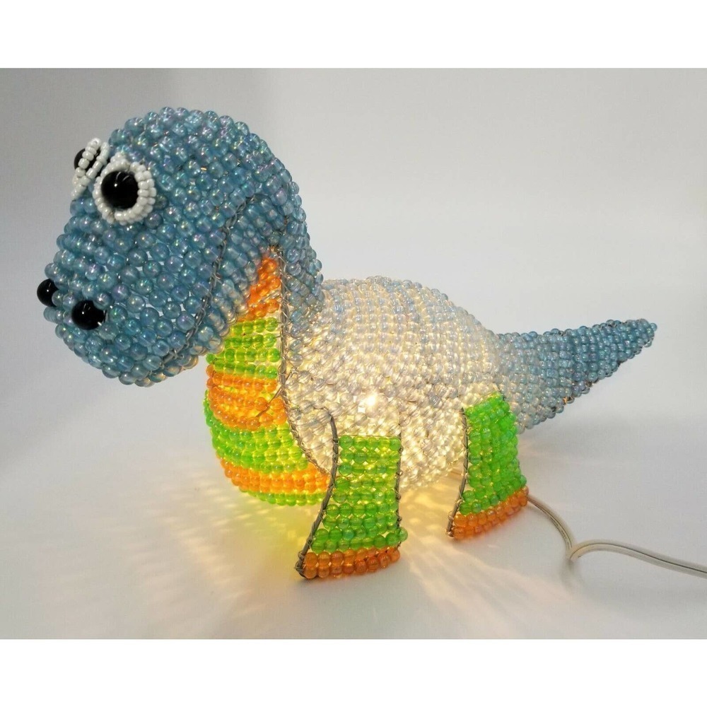Dinosaur Hand-Crafted Beaded Night Light Lamp Kids plug in